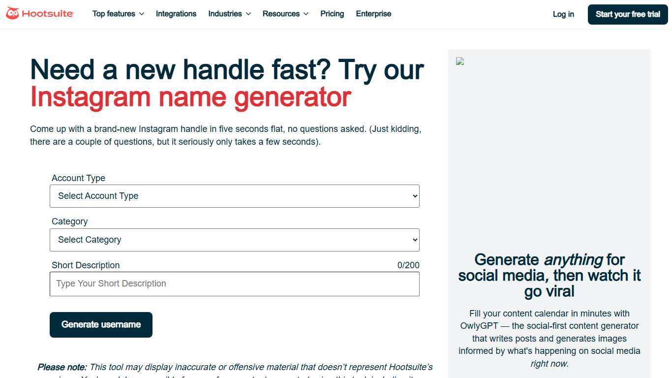 Instagram Name Generator Generate Instagram Handle Ideas
